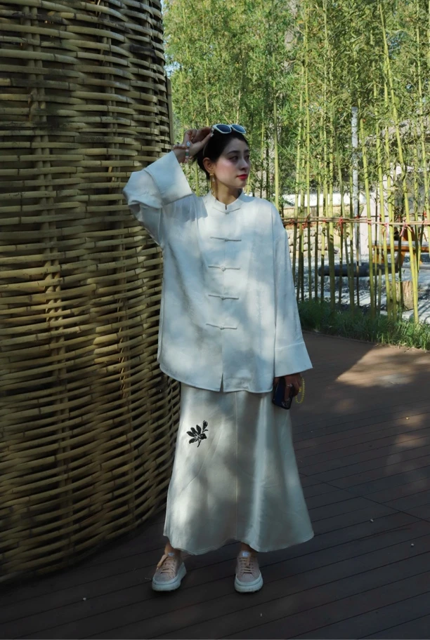 婉莹手工｜单层白罗小衫 对襟