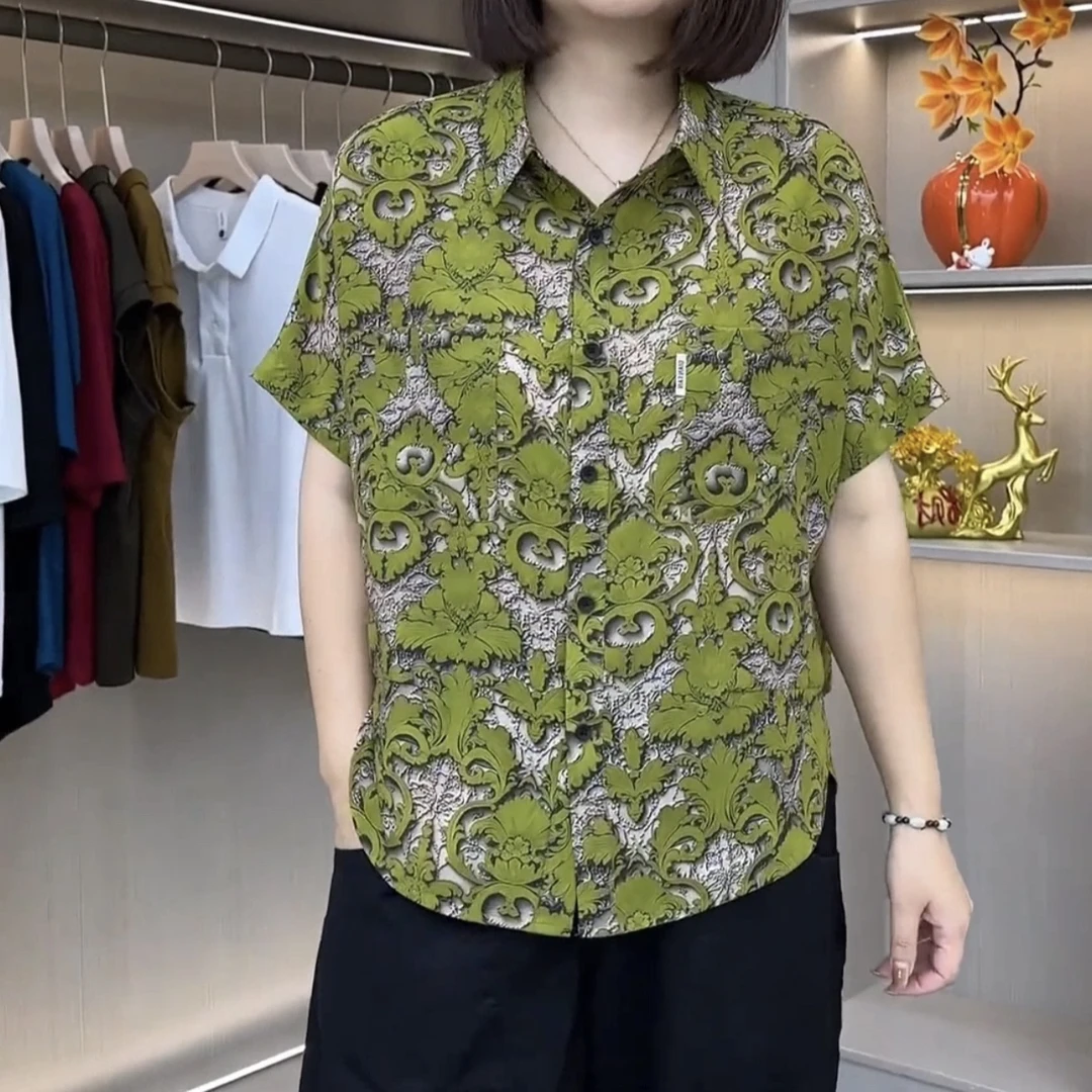 妈妈装百搭时尚休闲夏季衬衫领气质小衫