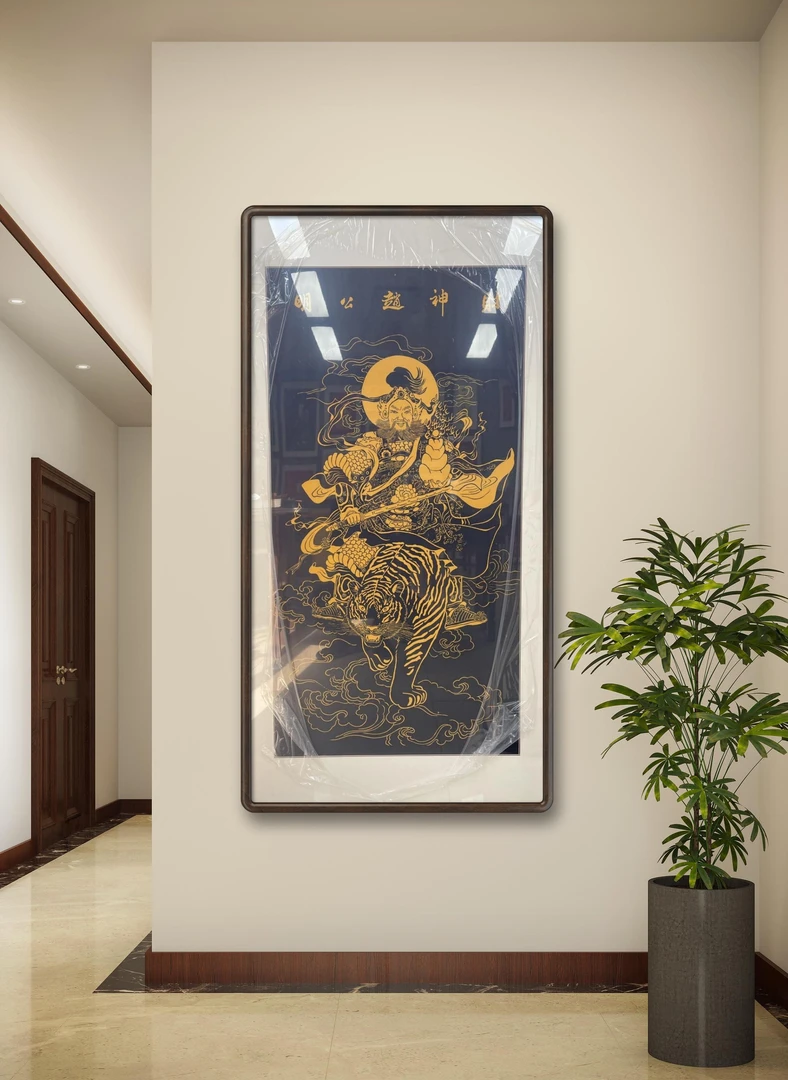 武财神赵公明 拓片  店铺装饰画 纯手工新中式 竖款挂画 收藏