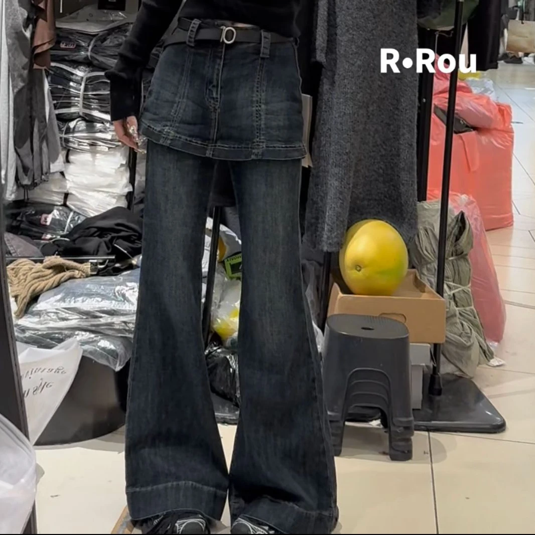 （ROU-ROU）家设计款假两件牛仔裙裤36R85