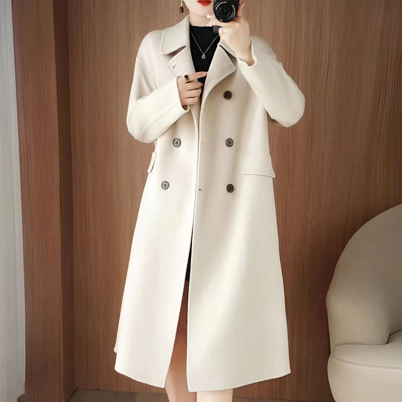 秋冬季风衣女长款高档英伦精品气质卡其色百搭时尚双排扣经典外套