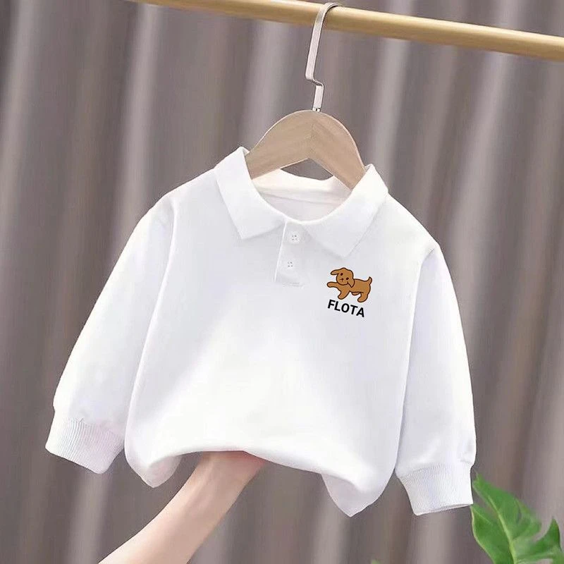 儿童纯棉Polo衫长袖男女童宝宝T恤2024新款上衣春秋装翻领打底衫1