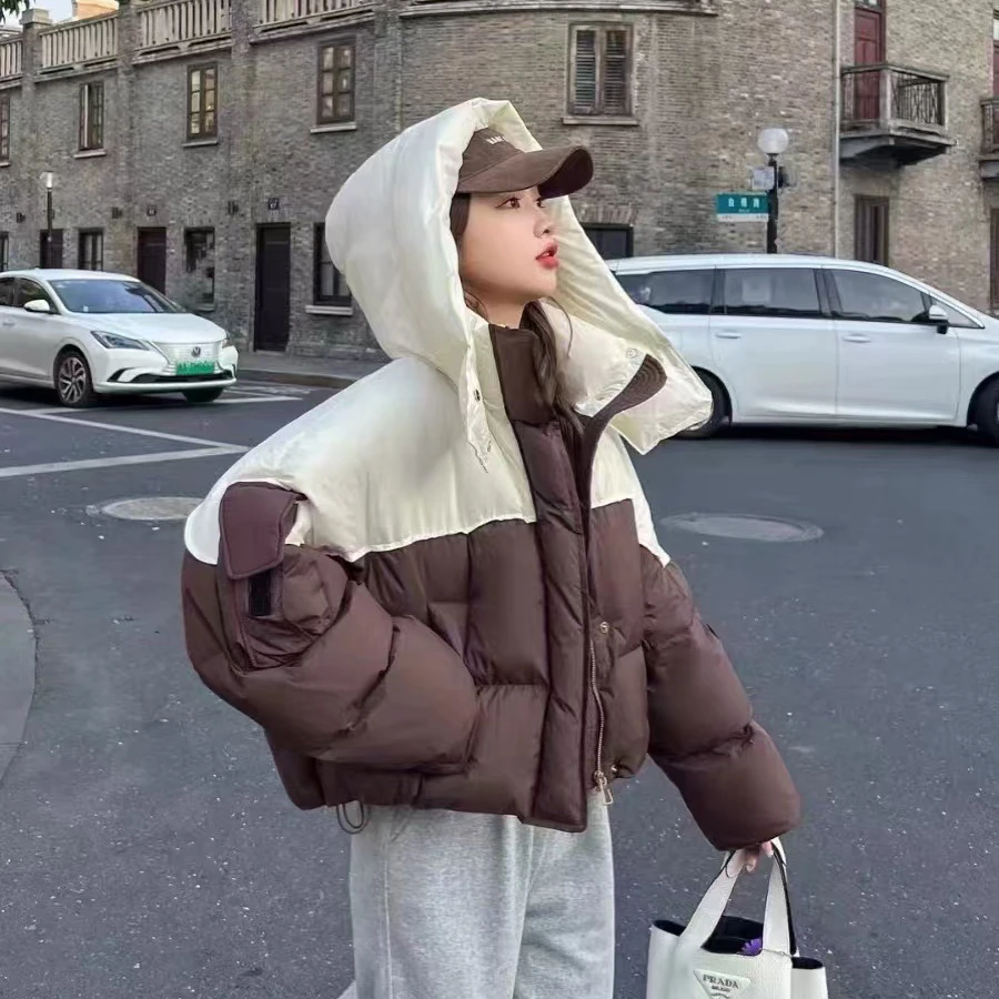 无印心匠鸭绒 连帽~拼色 时尚百搭羽绒服 Y04568