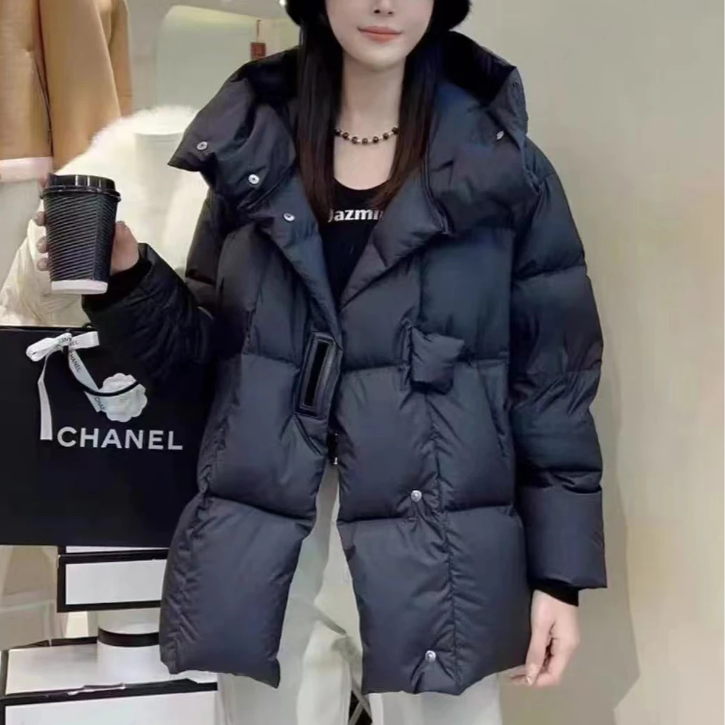 无印心匠白鸭绒 纯色~连帽 面包服 百搭羽绒服 Y12087