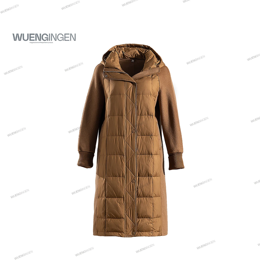 无印心匠羊毛 90白鸭绒  拼接+连帽时尚羽绒服A28123