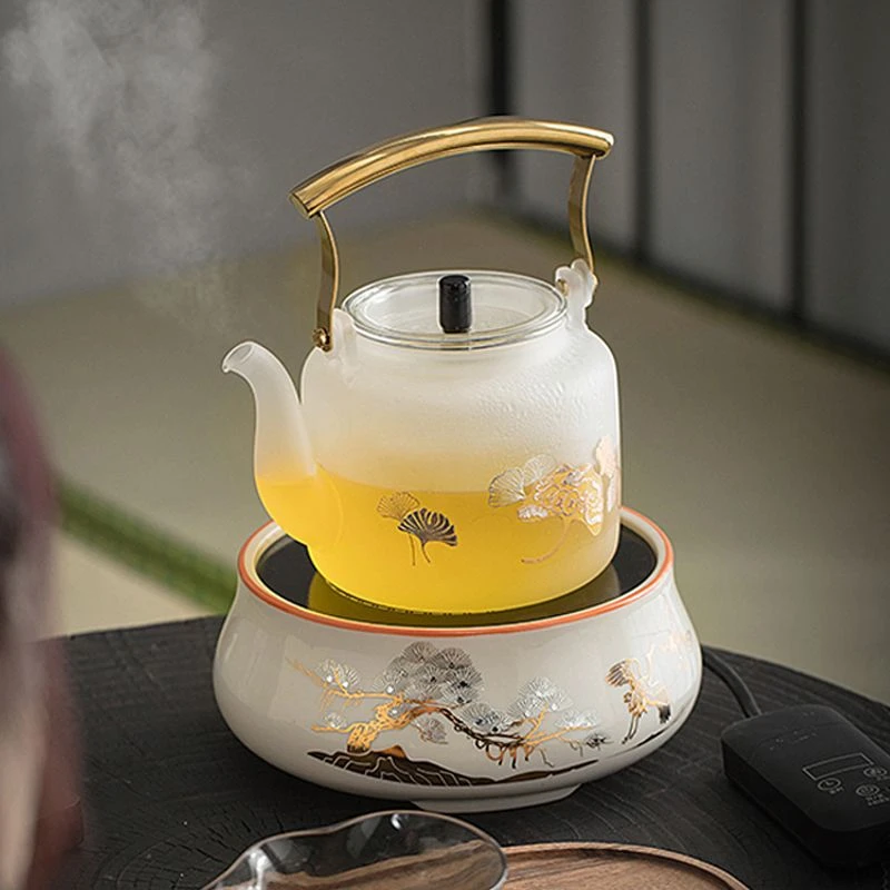 雾白玻璃烧水壶蒸汽茶壶电陶炉家用小型养生壶煮茶炉煮茶器电茶炉