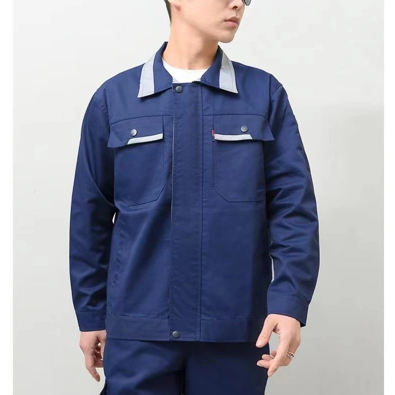涤棉新款春秋长袖工作服男女套装耐磨耐脏汽修工地劳保服