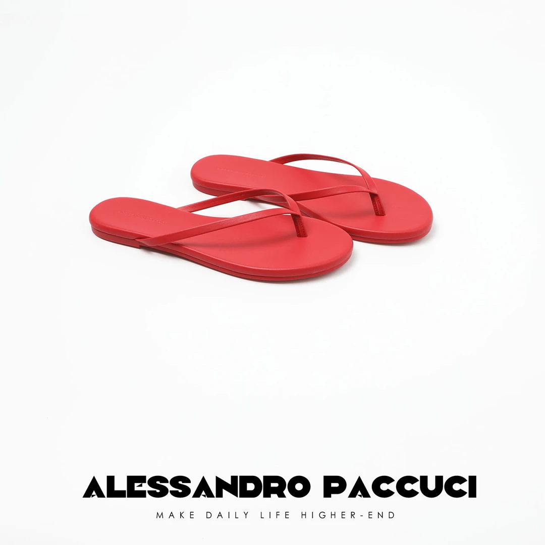 AP洛哥42065XT 红色简约平底防滑橡胶底百搭潮流夹脚人字拖