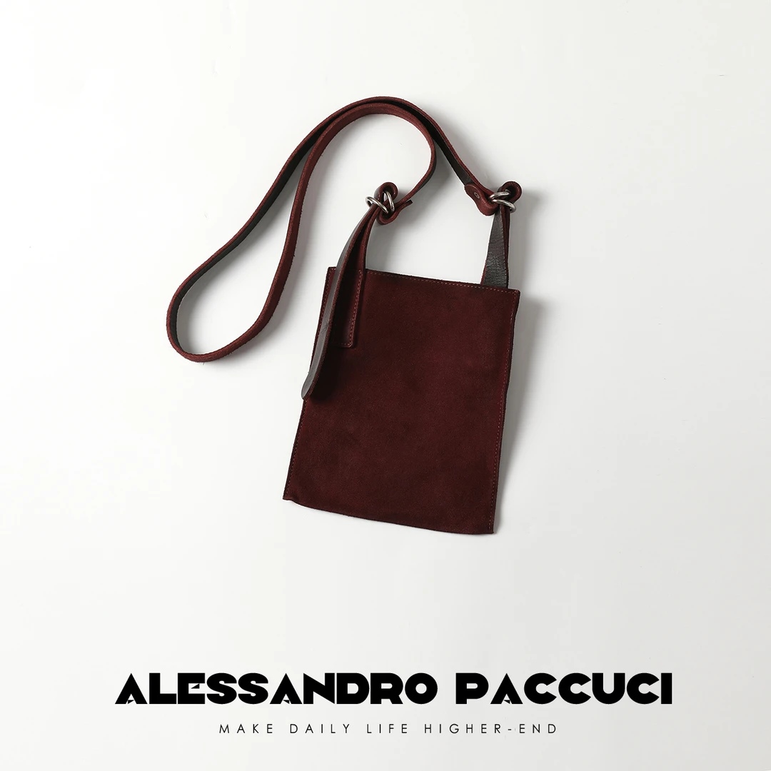 AP洛哥42012BD 水染牛皮 复古酒红百搭可调节肩带斜跨包