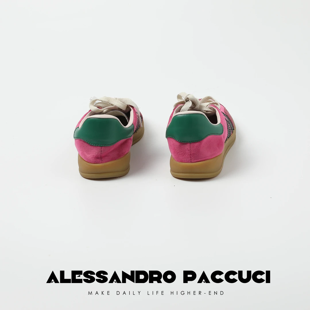 AP洛哥25175X 手工头层小牛皮 多色时尚撞色拼接复古板鞋运动鞋女