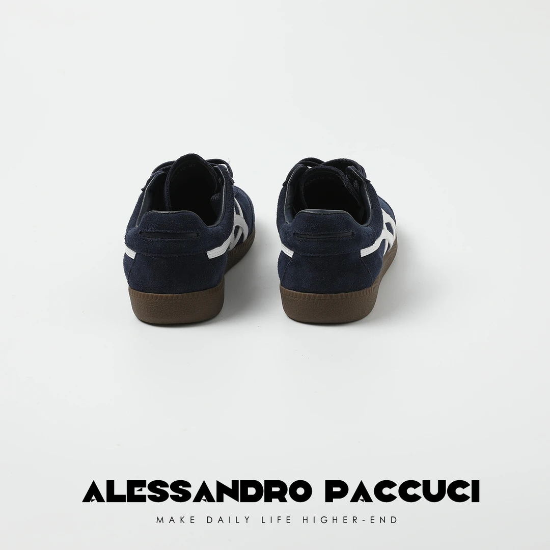 AP洛哥25117X【潮行】牛反绒拼色系带复古时尚休闲防滑软底板鞋