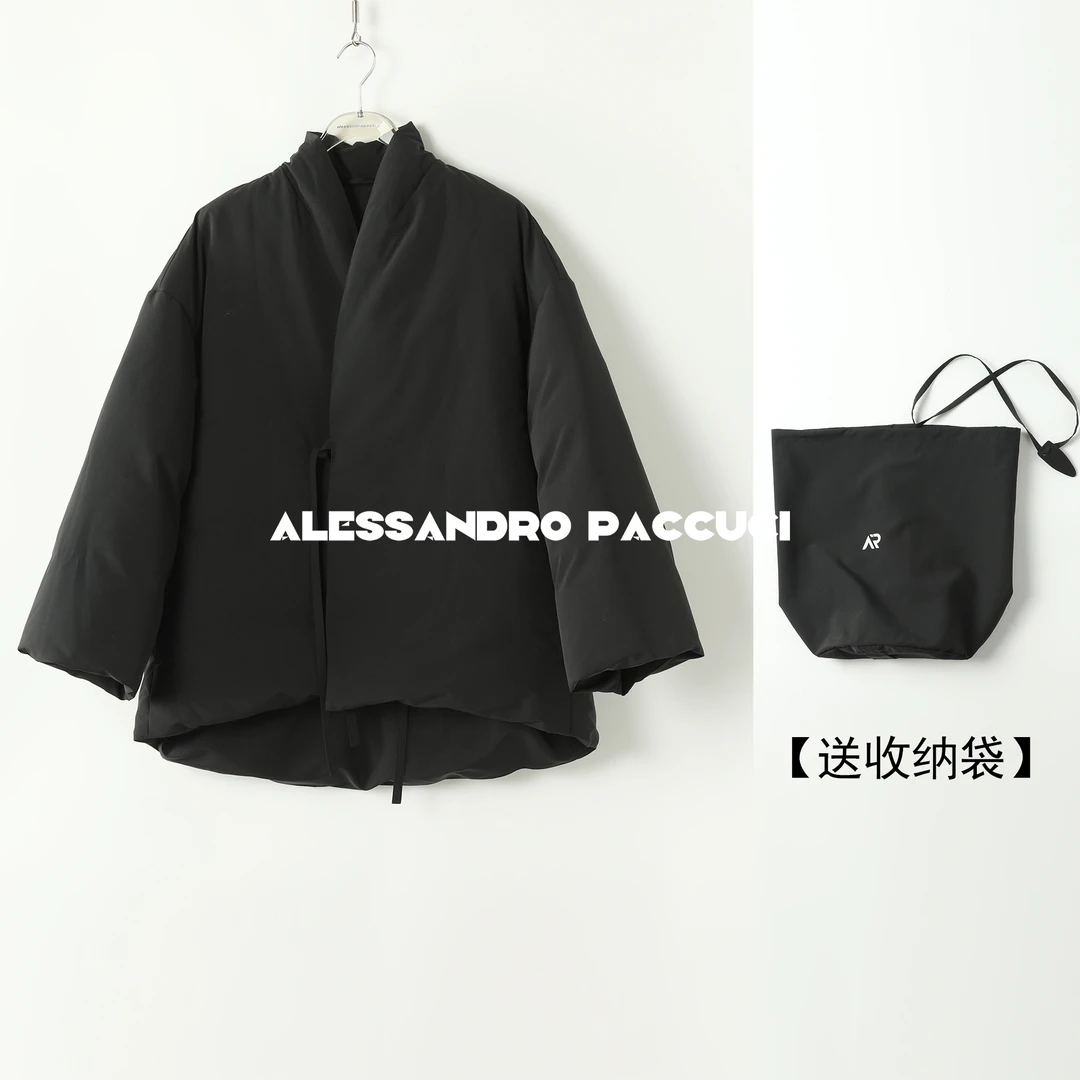 AP洛哥44009RR【霜华】95白鹅绒黑色休闲短款时尚廓形羽绒服2024冬