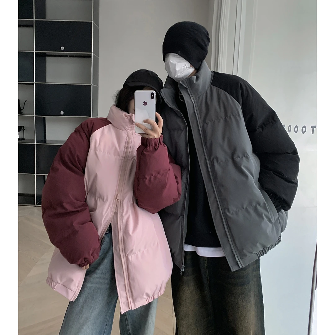 oversize晋江立领棉衣情侣外套男冬季加厚棉服面包服美式潮牌棉袄