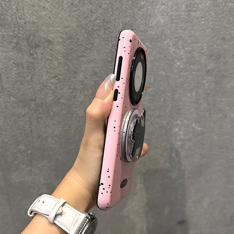 适用华为mate60pro手机壳小众泼墨猫咪小狗mate60磁吸支架5g硬壳
