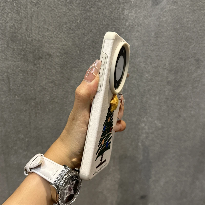 华为mate60pro手机壳圣诞树立体星星mate50/40pro贴皮纹软壳p60女