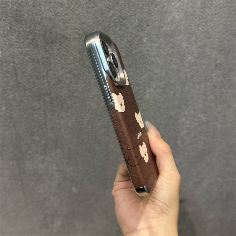苹果15手机壳满屏小熊头像iphone15promax新款14pro趣味13贴皮纹