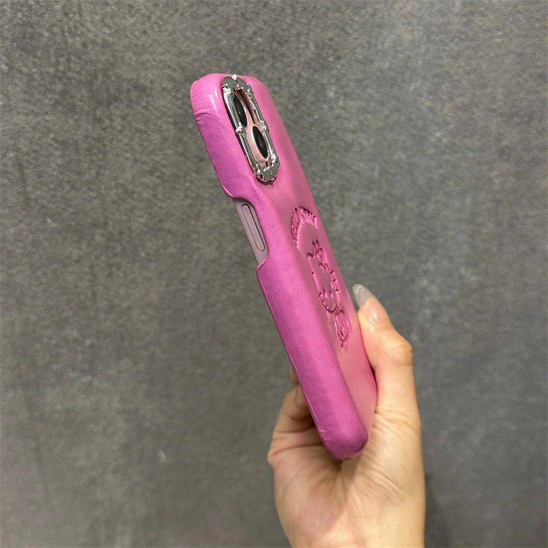 苹果15手机壳卡通蝴蝶结KT猫iphone15promax新款14电镀镜头13皮质