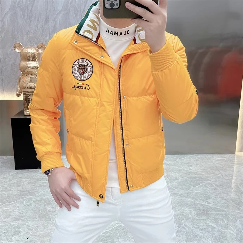 男士羽绒服冬季2024新款潮牌时尚重工刺绣加厚保暖网红立领外套潮