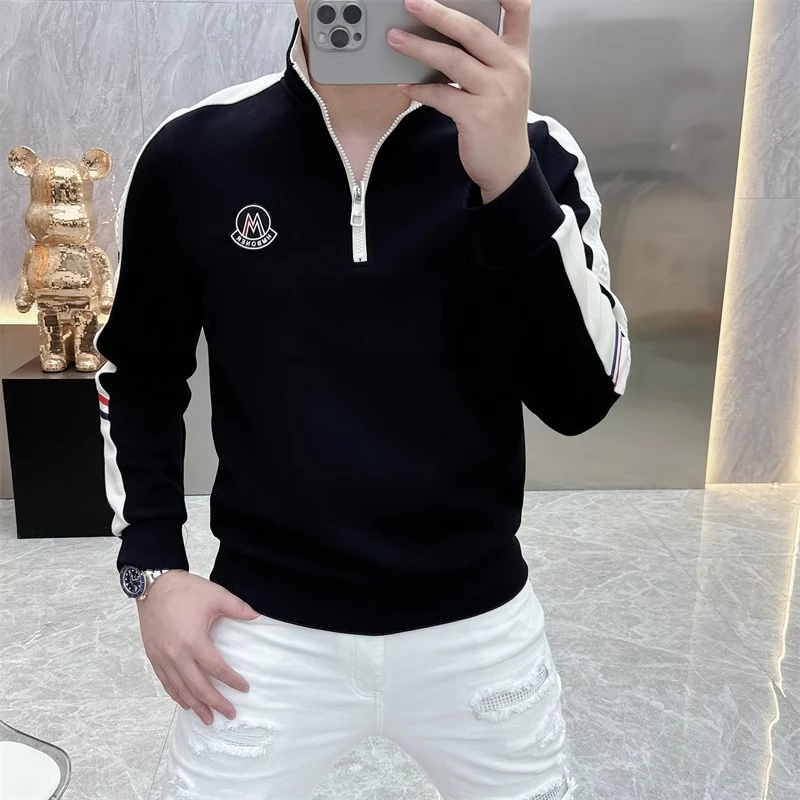 男士打底衫2025秋季新款个性潮牌欧货半拉链立领休闲长袖卫衣男潮