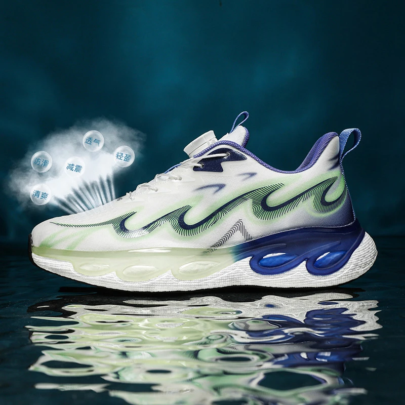 男鞋2024夏季网面透气运动鞋休闲旋扣网红爆款学生减震跑步潮鞋