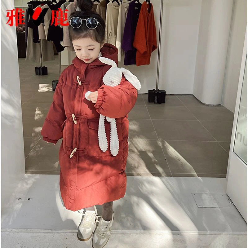 雅鹿2025新款儿童羽绒服加厚中长款男童女童宝宝洋气冬装冬季外套
