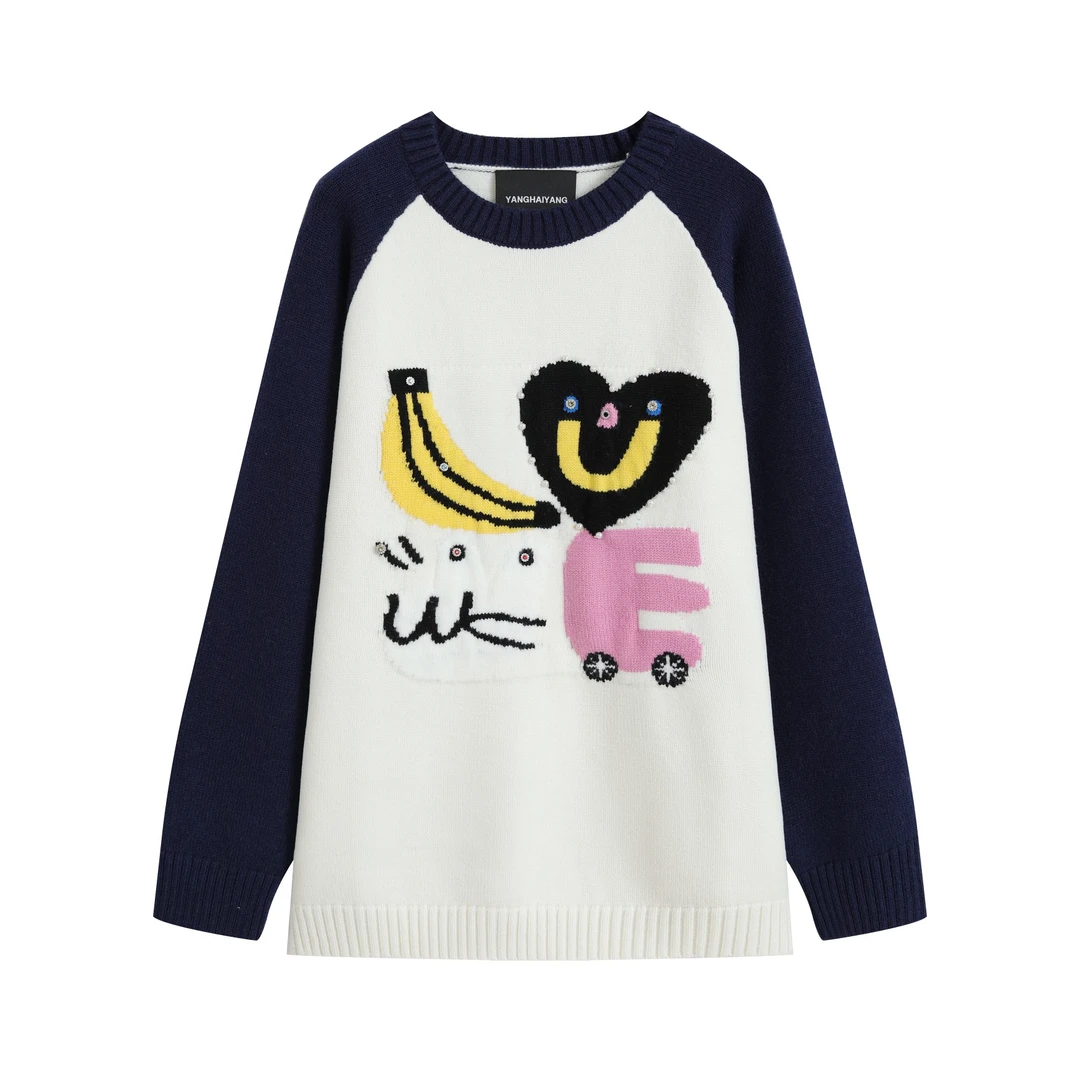 YANGHAIYANG | 上新 现货发售  水果彩钻插肩袖毛衣 -1199