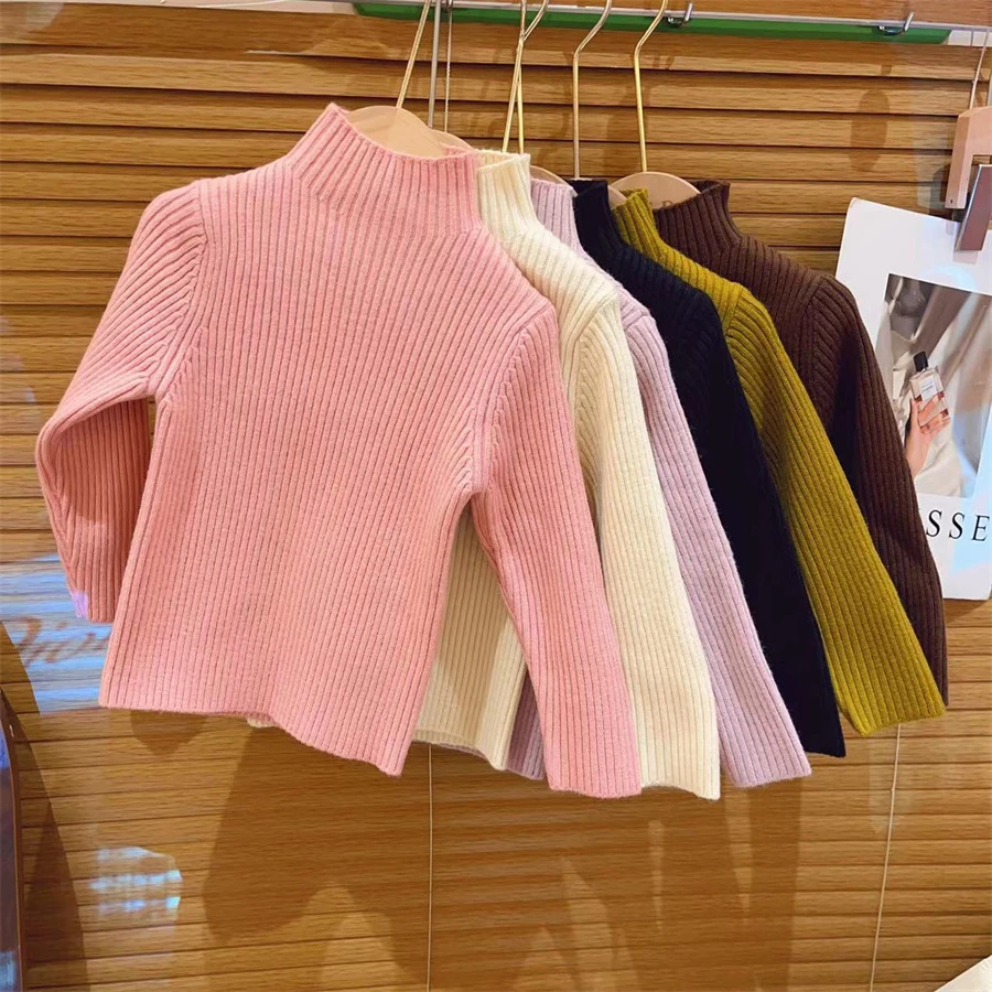 HHkids2023毛衣半高领套头线衣女童打底衫秋冬季儿童针织衫CMM101