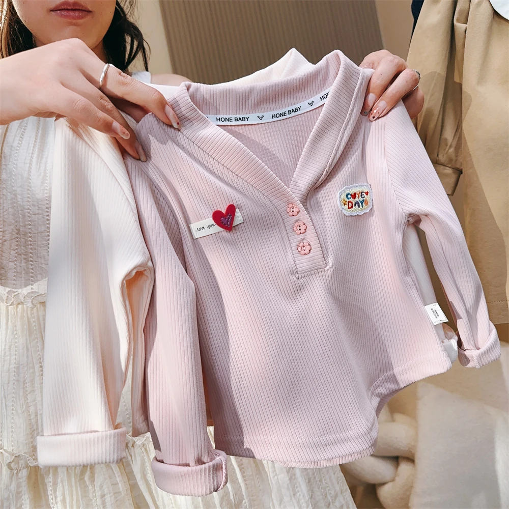 HHkids儿童爱心贴布长袖打底衫上衣休闲女童时尚T恤GCT335