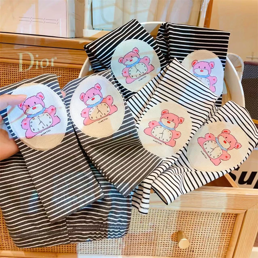 HHkids女童打底裤女童卡通条纹裤子弹力修身长裤春秋款童装DKZ141