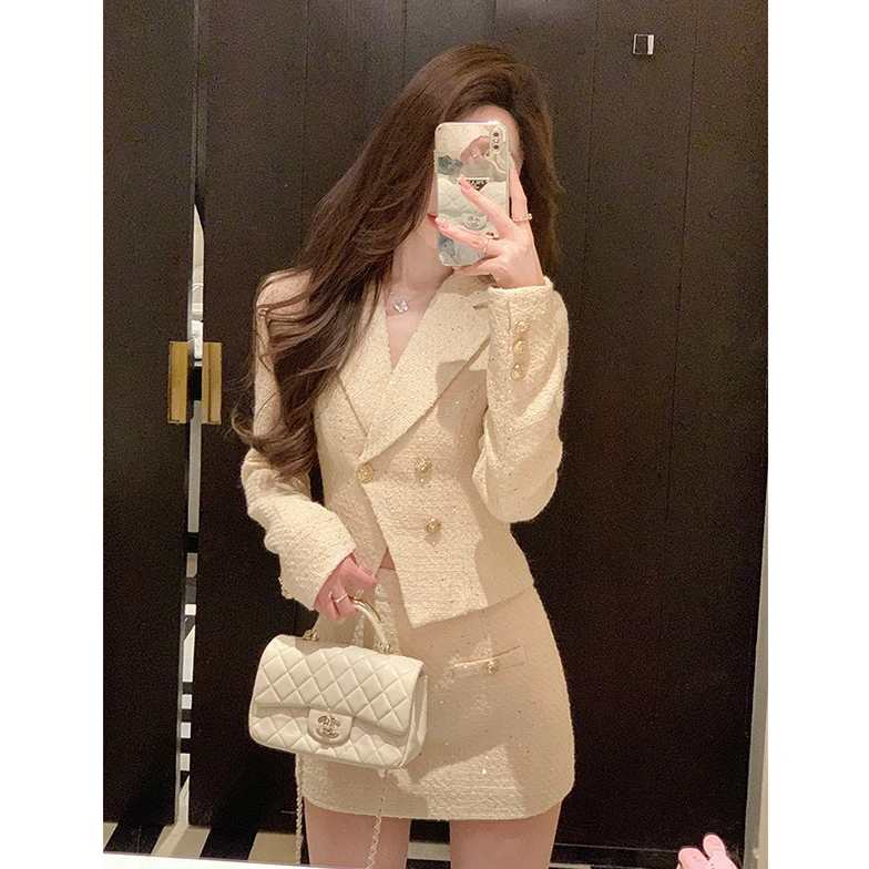 法式名媛气质千金套装裙女2025秋季新款小香风短外套半身裙两件套