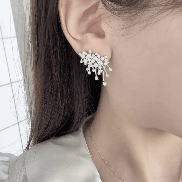 铜合金合成锆石耳饰 A10璀璨星云耳钉