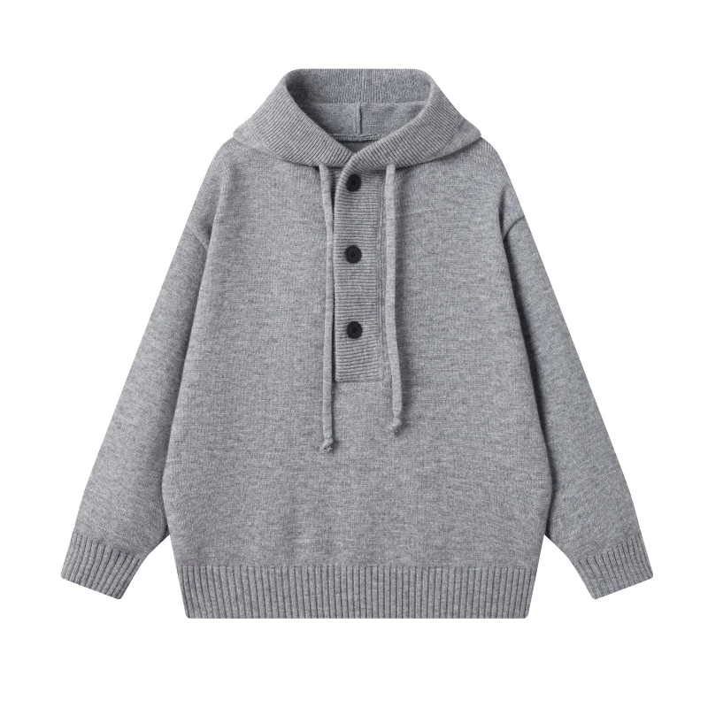 两斤加厚秋冬新款针织连帽毛衣外套男女同款宽松休闲百搭慵懒上衣