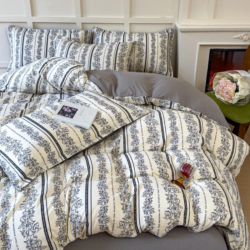 匠心【新款 木奈棉】有氧抽针四件套床单款单双人三件套透气被套