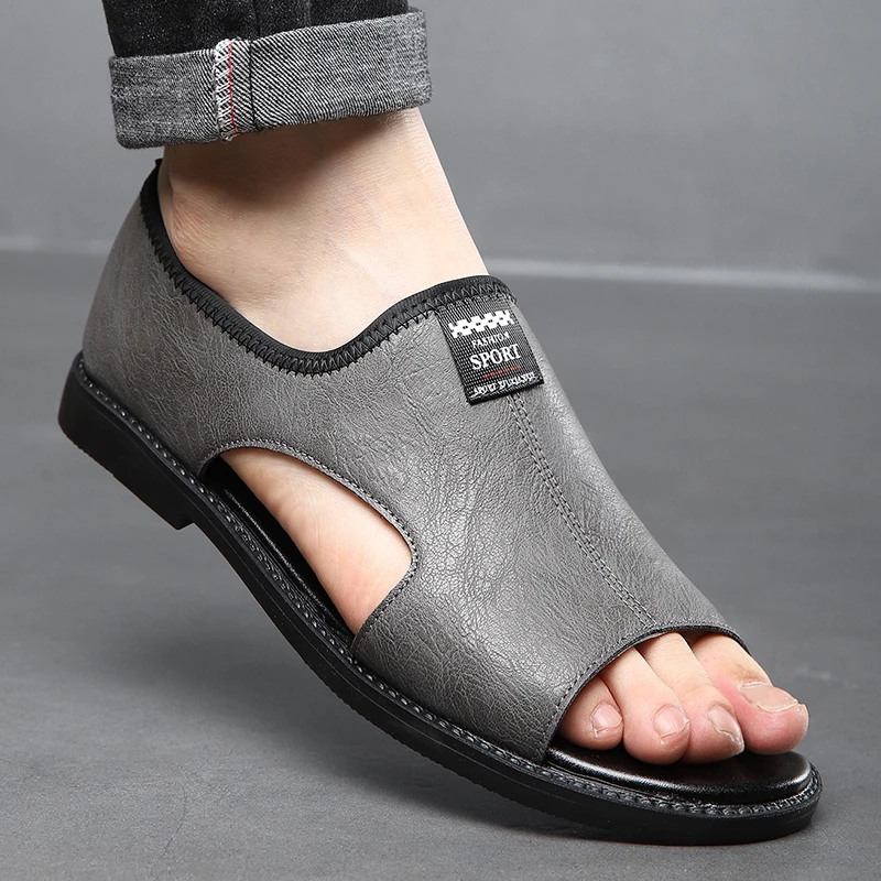 夏季男士透气凉鞋软底外穿驾车鞋户外时尚罗马鞋百搭男款休闲鞋