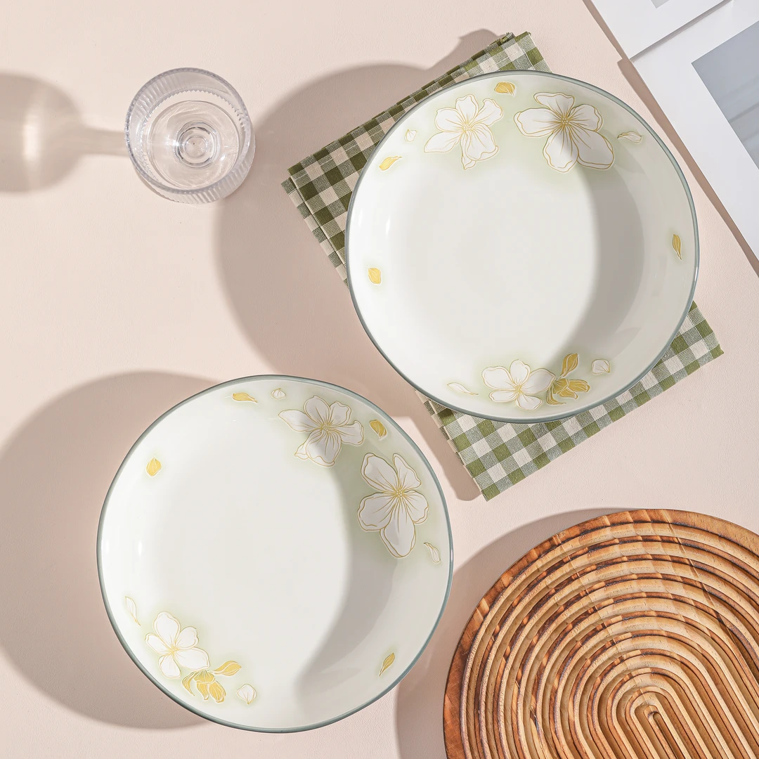 新款黄金叶釉下彩餐具8寸盘饭盘简约ins风家庭装易清洗隔热防烫