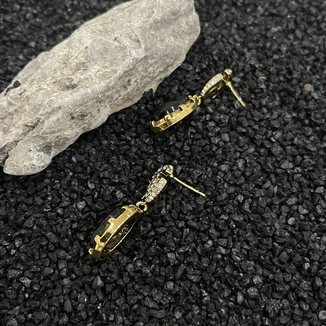 铜合金耳饰 YD-1370-黑金做旧风耳环