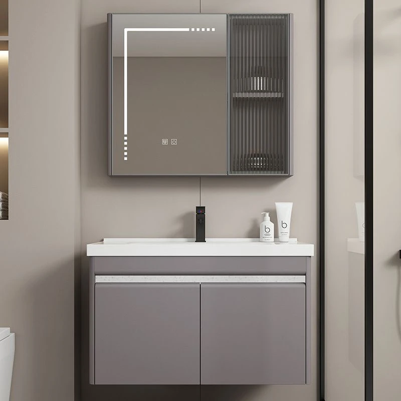 304不锈钢浴室柜现代简约洗手洗脸盆柜组合轻奢奶油风智能化妆镜