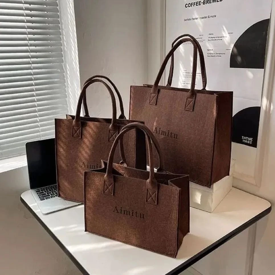 ins毛毡包大容量手提包高颜值单肩包购物袋礼品袋百搭简约托特包