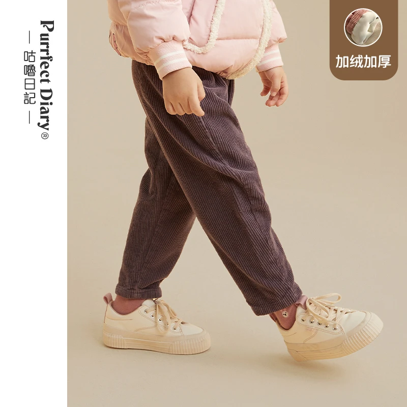 PD KIDS咕噜日记儿童加绒裤子男童女童加厚裤灯芯绒冬外穿保暖裤