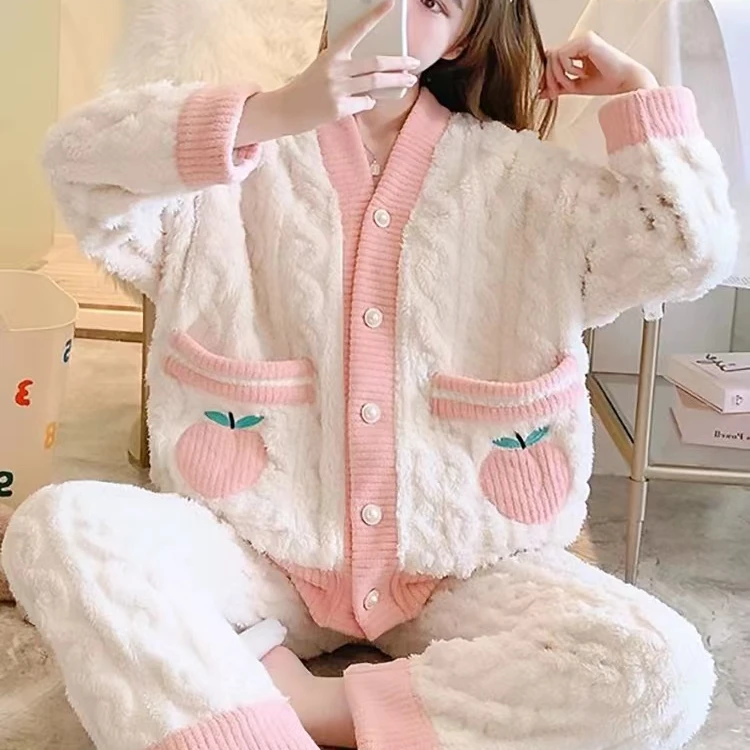 （上衣+裤子）秋冬甜美居家服加厚两件套家居服外穿时尚舒适