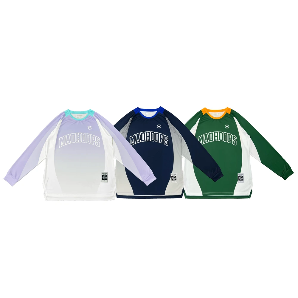 Madhoops运动投篮服热身服长袖T恤透气速干篮球足球排球健身上衣