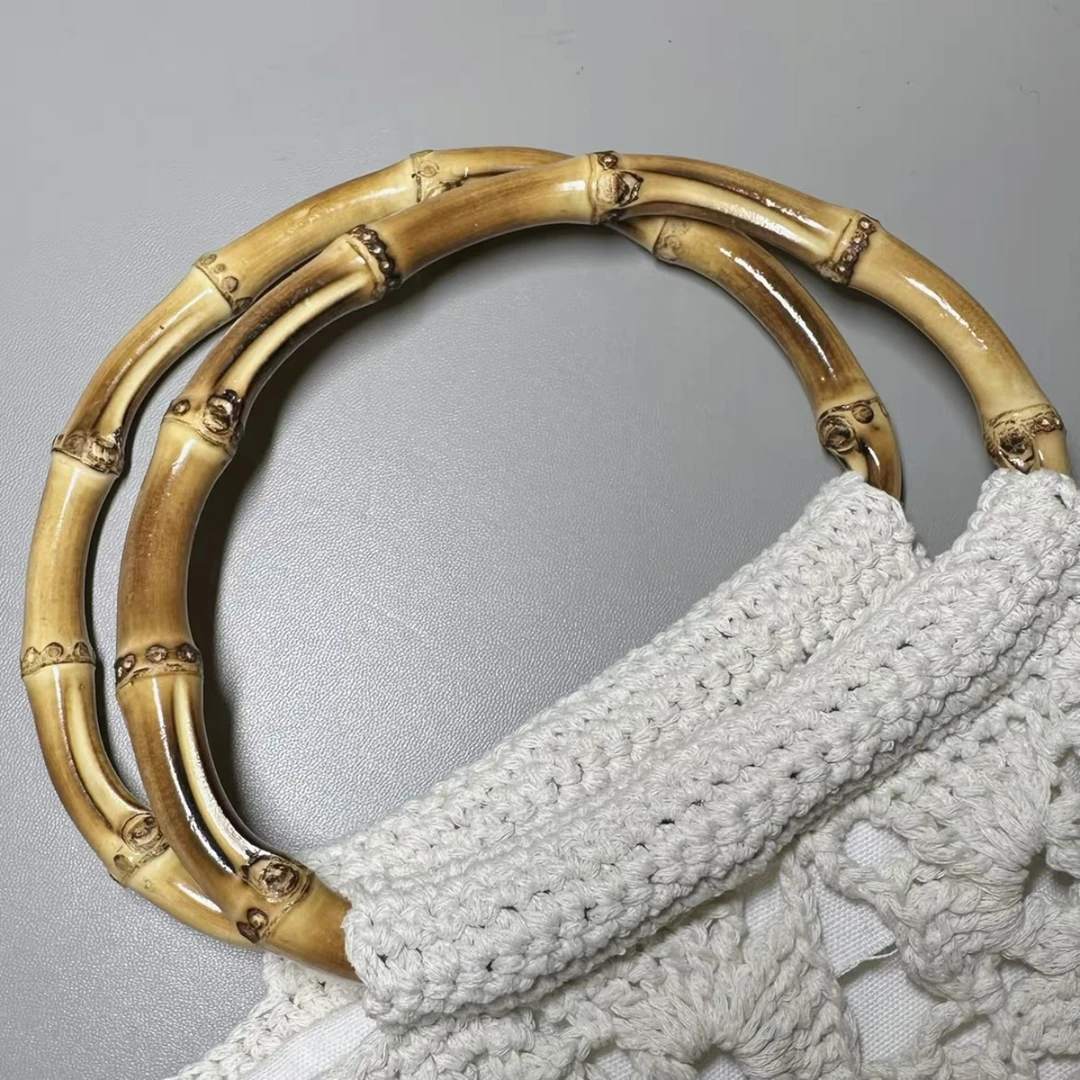 木质手提手挽D型圆形拎环竹子竹节手挽实木手柄diy手工编织包配件