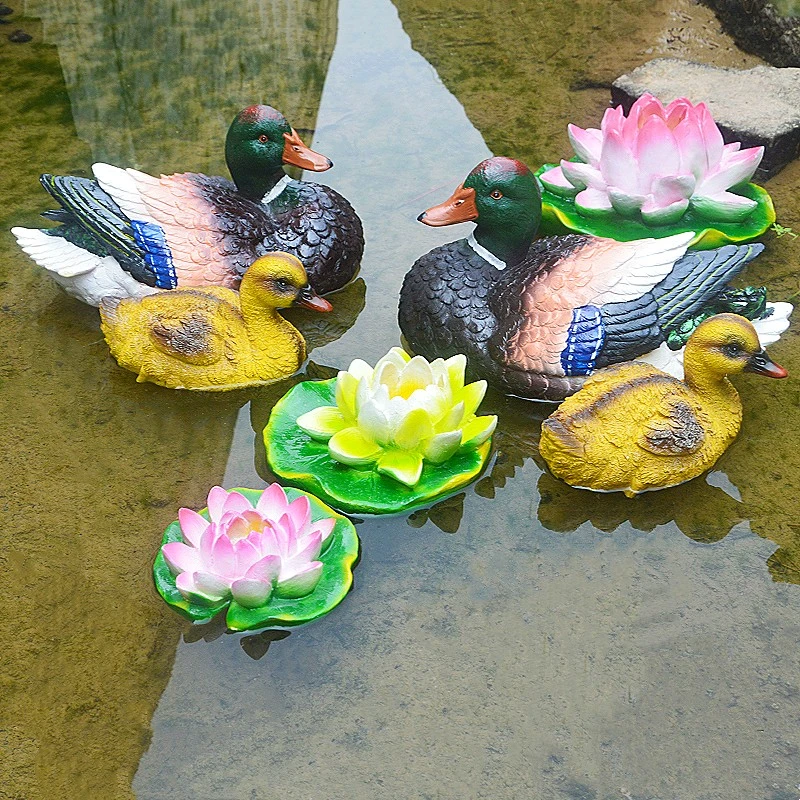 浮水鸭子小黄鸭个性浮在水面工艺品花园庭院鱼池装饰品流水造景
