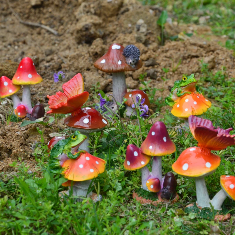 仿真特色青蛙蜗牛蘑菇摆件树脂DIY装饰微景观工艺品盆栽