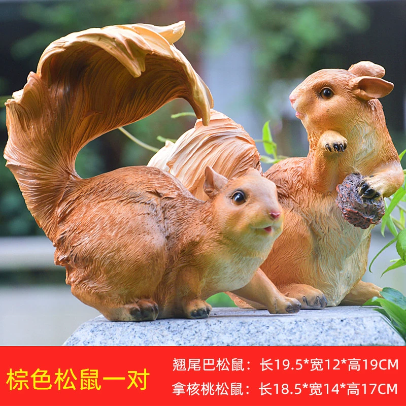 仿真松鼠摆件树脂工艺品雕塑动物花园庭院家居装饰品礼物礼品