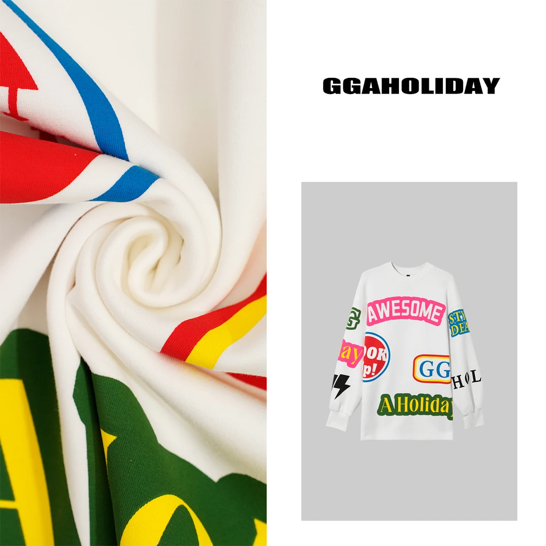 GGAHOLIDAY宽松休闲百搭卫衣早秋潮流印花长袖复古卫衣-143076