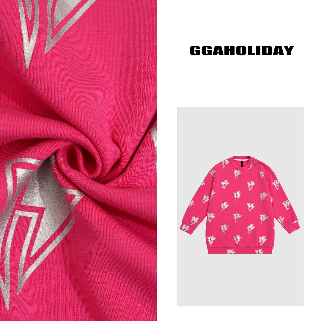 GGAHOLIDAY美式休闲百搭宽松定制满标”烫银“时尚薄款卫衣-143102