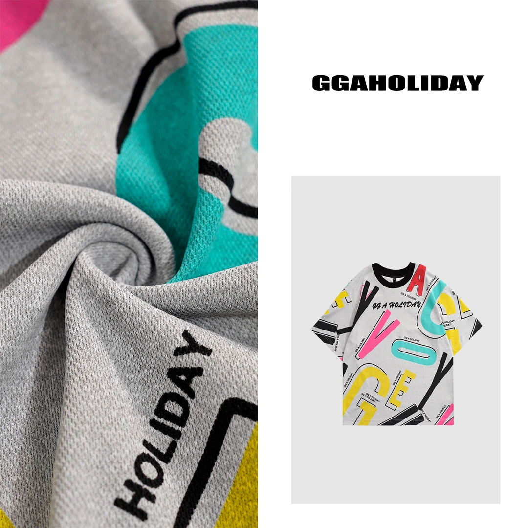 夏季新款时尚休闲半袖薄款印花圆领洋气百搭宽松透气套装142263/0