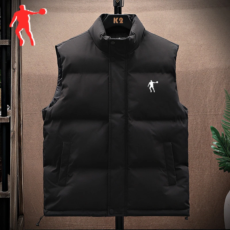 乔丹中国专卖男士马甲棉服休闲潮流立领坎肩秋冬新款保暖外套背心