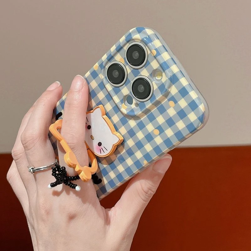 小清新田园猫咪支架苹果15手机壳iPhone14promax硅胶13网红12春天